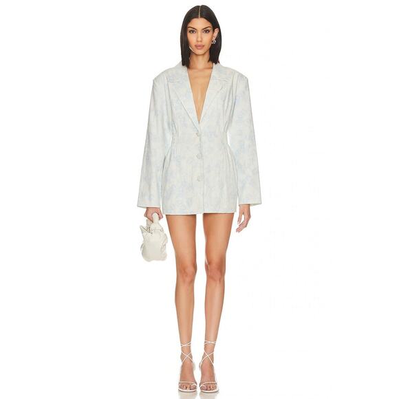 For Love and Lemons Blazer Mini Dress Blue and White Chantal Large - Picture 1 of 12